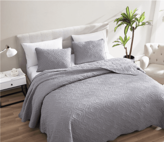 Ivy 3 Piece Bedspread Set (Option: QueenGray)