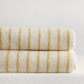Parent-child Large Rhombus Striped Long-staple Cotton Yarn-dyed Household Towels Bath (Option: Yellow Blype-Face Towel 35x76cm)
