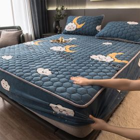 Crystal Pile Clip Cotton Bed Bonnet Thickened Coral Pile Bed Cover In Autumn And Winter (Option: Cotton Cloud love-200x220cm and30cm)