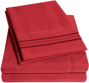 Embroidery Soft Cozy Sheet Set Wrinkle Resistant (Option: TwinRed)
