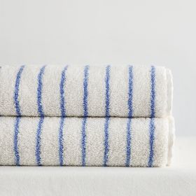 Parent-child Large Rhombus Striped Long-staple Cotton Yarn-dyed Household Towels Bath (Option: Blue Fine Strips Blype-Face Towel 35x76cm)