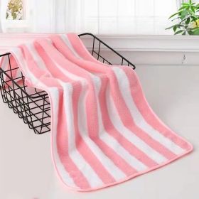 Coral Fleece Wide Striped Edge Soft Absorbent Thickening Lint-free Face Washing At Home Towels (Option: Pink-Edging 75 X35cm)