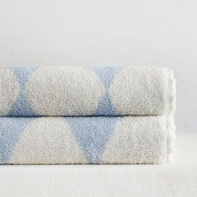 Parent-child Large Rhombus Striped Long-staple Cotton Yarn-dyed Household Towels Bath (Option: Blue And White Rhombus-Bath Towel 70x140cm)