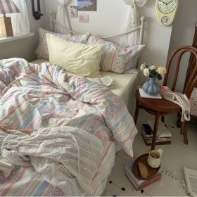 Retro French Flower Cotton Four-piece Set (Option: Prague Lovers-1.8m Bed Sheet)