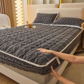 Winter Thicken Thermal Corn Velvet Milk Fiber Quilted Fitted Sheet Fully Surrounded Mattress Non-slip Mattress (Option: Star Gray-180cmx 200cm)